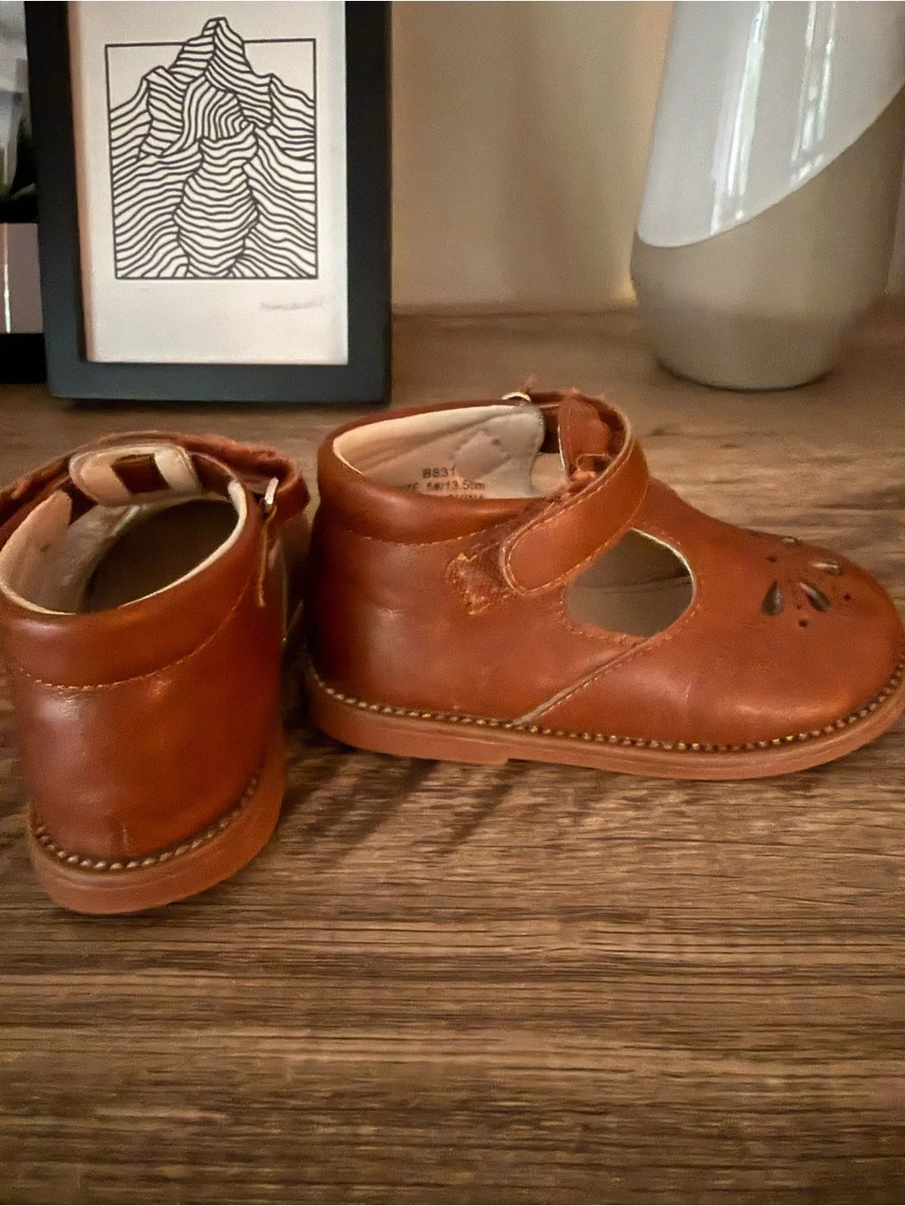 Girls T-Strap Dress Shoes in Brown Leather